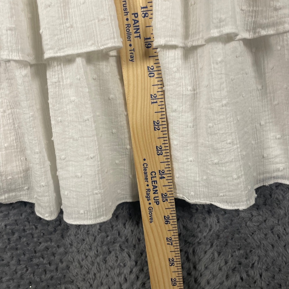 ASTR The Label Marietta Dress Size L White Swiss Dot Smocked Tiered Ruffle Mini - Picture 9 of 9